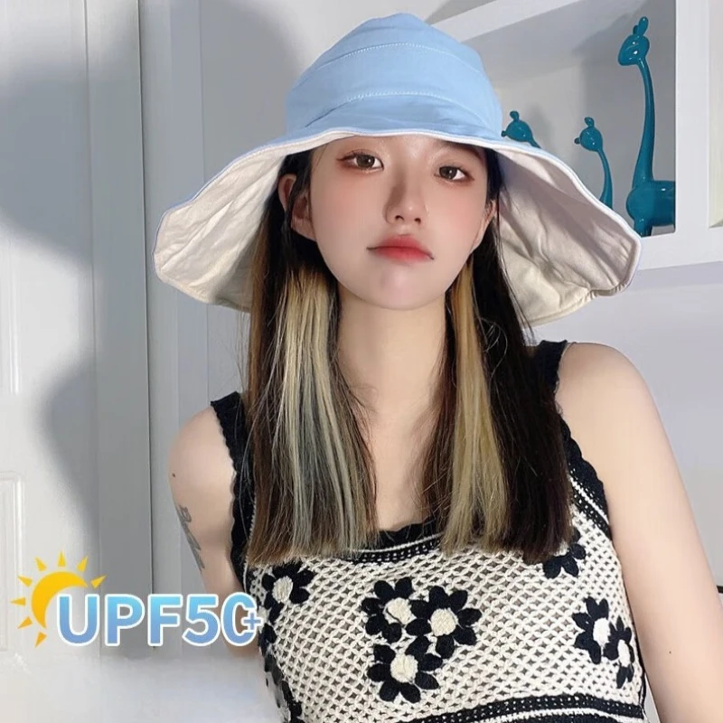 Summer Fishing Hat, Fisherman's Hat, Sunscreen Hat, Beach Hat, Large Brim, UV-blocking Sun Hat, Large Brim Hat - Deep Sea Blue