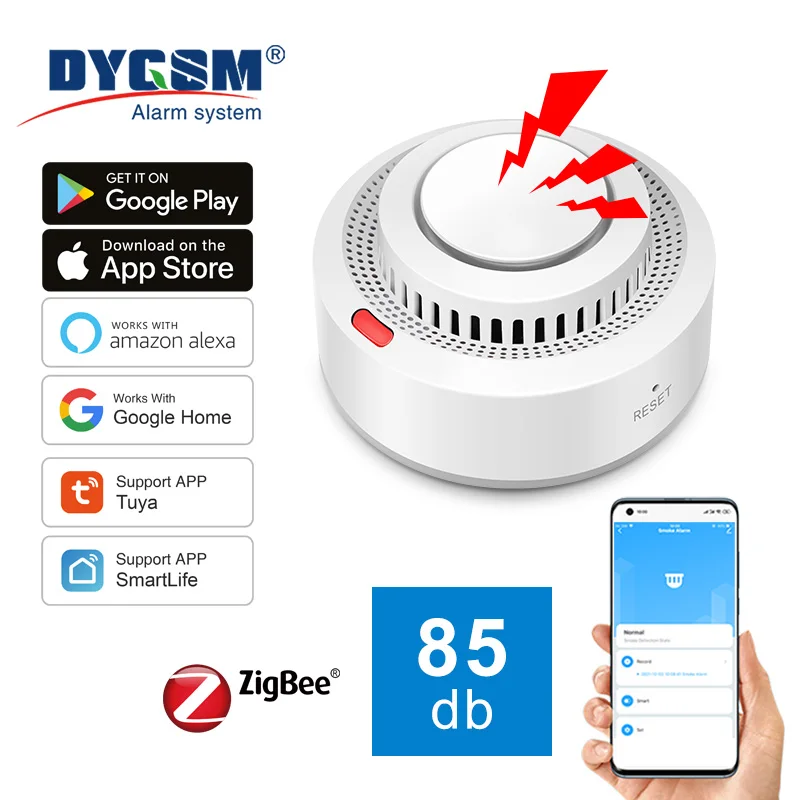 Smoke Alarm Tuya ZigBee Smart For Home Security System