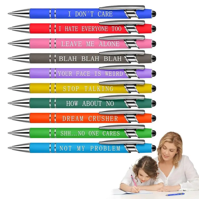 Pecopcock 10 Pieces Funny Pens Thank You Pens Motivational Quotes with  Multi Candy Colors Soft Touch Novelty Office School Supplies Ideal Gift for