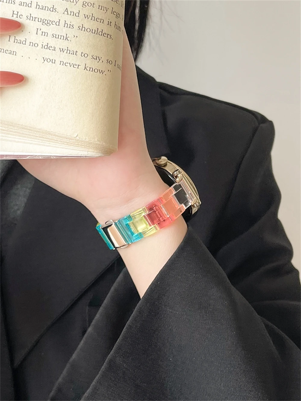 20MM 22MM Korean Cute Slim Resin Rainbow Band For Samsung