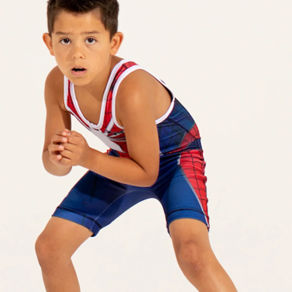 Summer children's wrestling weight lifting one-piece suit sleeveless swimming running one-piece set team boxing suit track sports one piece suit