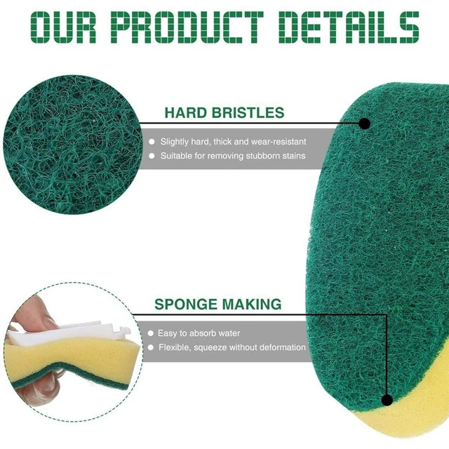 1 Dish Wand 7 Refill Replacement Sponge Heads Wand Clean Scrub Sponges For  Kitchen Sink Bathroom Utensils