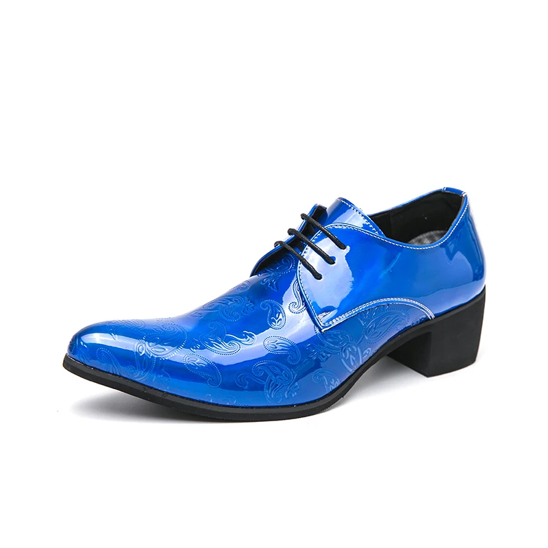 High Heel Patent Leather Men Shoes Elevator Shoes Multicolour Male Oxfords  Pointed Toe Formal Shoes Wedding Party Big Size 37-48
