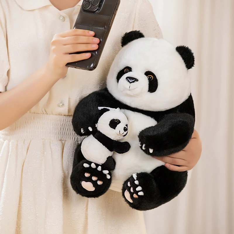 new ty 30cm soft pillow lazy sloth cooper shiny big eyes color body children s plush toys collection sleeping partner child s gi 35/50cm Cute Mother-Child Giant Panda Plush Toys Kawaii Big Size Pandas Plushie Pillow Stuffed Dolls for Children Girls Gifts