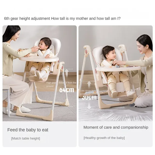 Waterproof and Antifouling Baby Dining Chair Multifunctional Foldable Portable Eating Chair Can Lying Down Baby High Chair 6