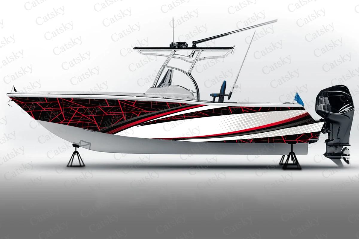 

Irregular graphic abstract vector Boat Sticker Packaging Fish Boat Waterproof Custom Marine Boat Sticker boat wrap vinyl