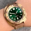 Real Bronze Turtle Dive Mechanical Watch NH35 Movement Sunburst Green Dial Waterproof Wristwatch Reloj Hombre Green Lume 2