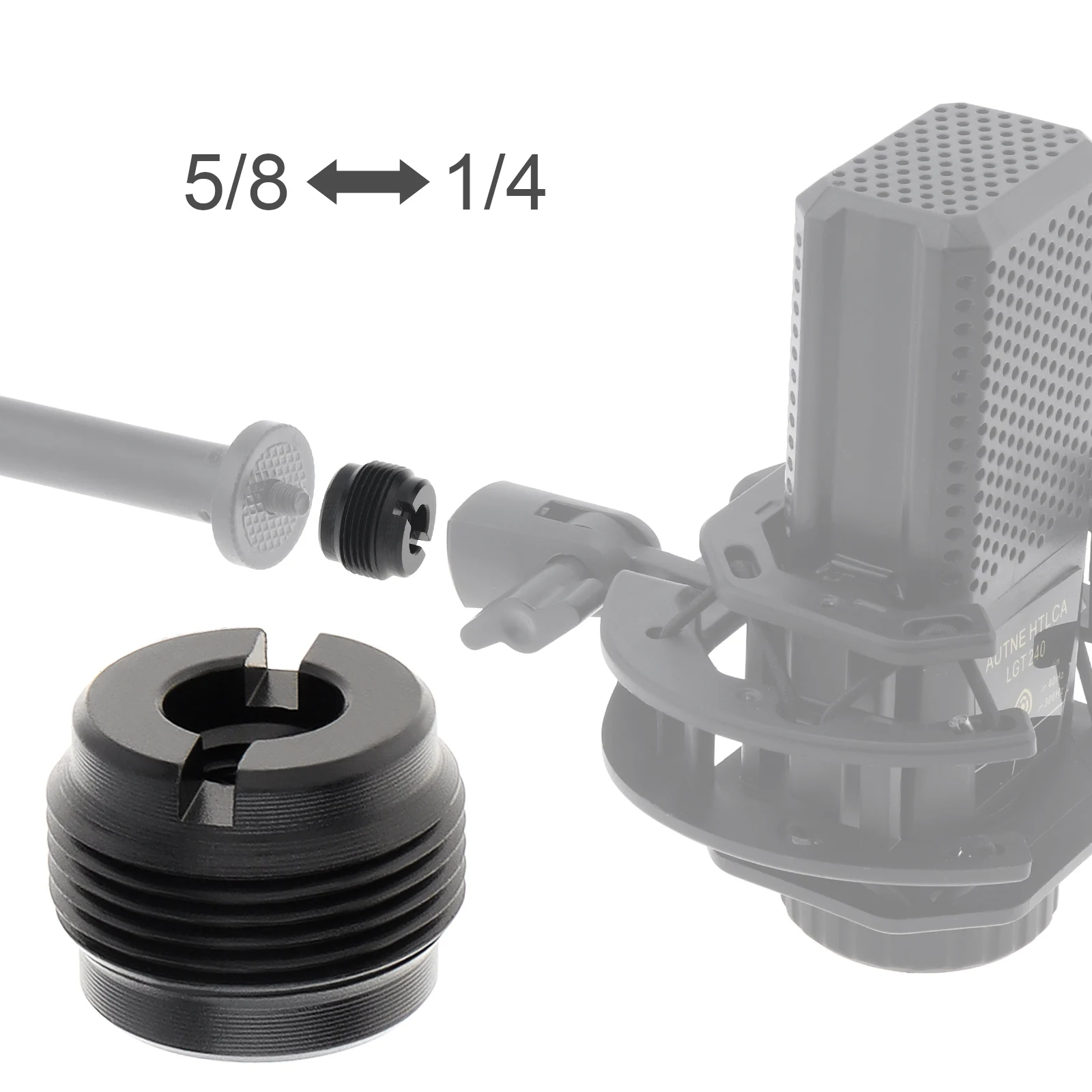 Microphone Adapter 5/8-Inch Male to 1/4-Inch Female Mic Stand