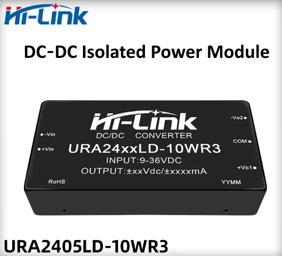 2개 하이링크 URA2405LD-10WR3 URA2412LD-10WR3 10W 절연형 DC-DC 모듈 9-36V 4:1 초광폭 입력 ±5V ±12V ±15V 듀얼 출력