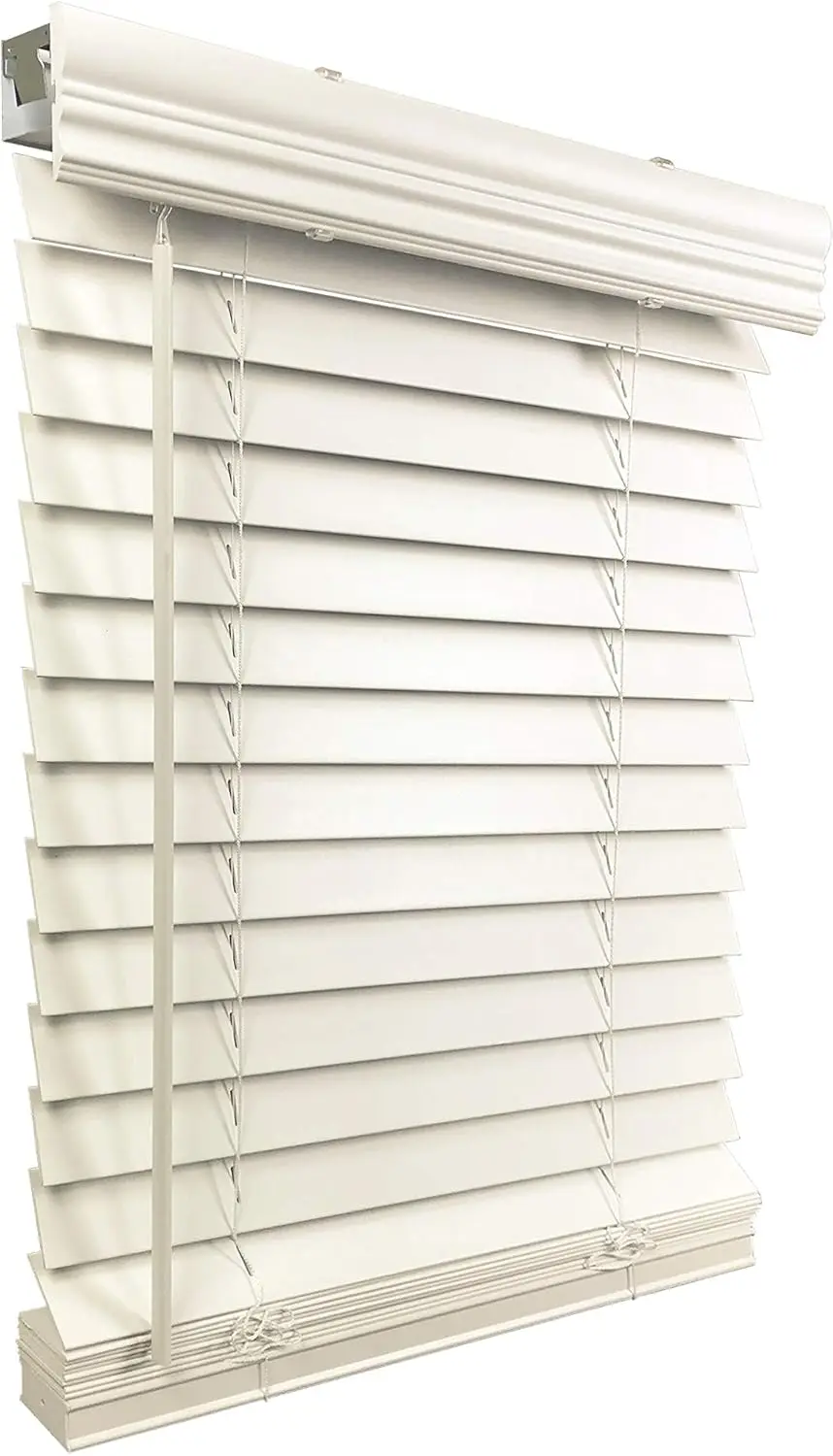 Window And Floor 2" Faux Wood 69.25" W x 60" H, Inside Mount Cordless Blinds, 69.25 x 60, White