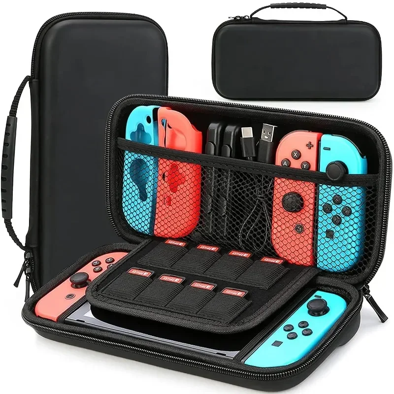 Portable travel suitcase compatible with Nintendo Switch and Nintendo Switch OLED models, used for accessories and console