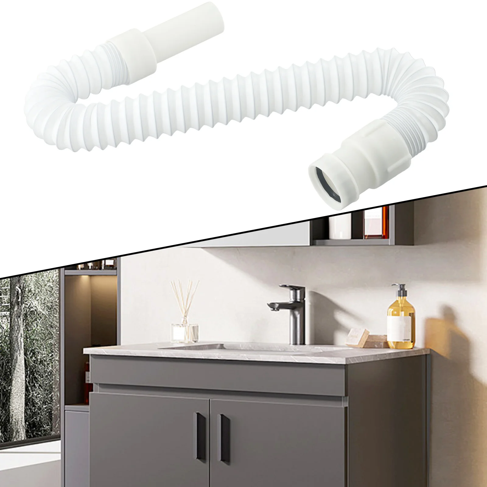 Trap Connector Kitchen Syphon Hand Tighten To Install It High Strength Sink Flexible Waste Pipe Solid Connection