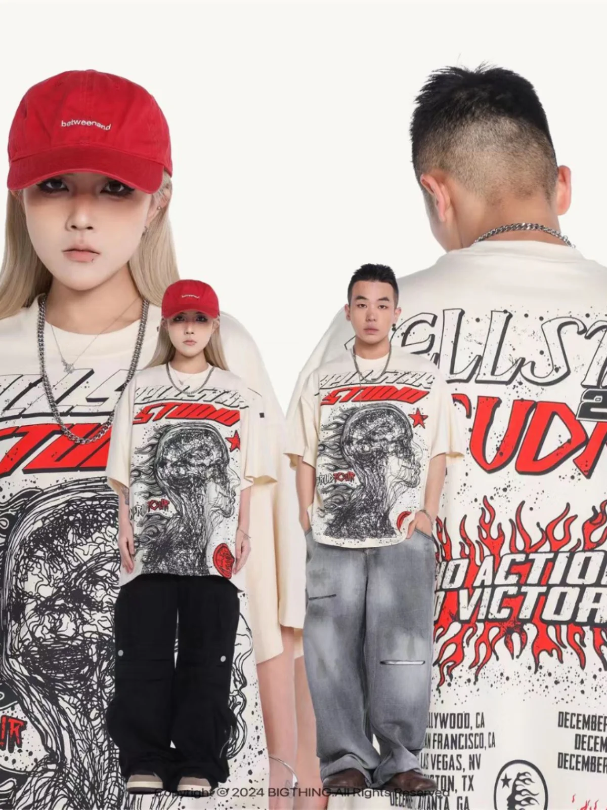 

Винтажный летний топ для пары Brainstorm, Повседневная Свободная популярная футболка с коротким рукавом