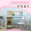 2 Pieces Kids Table and Chair Set with Whiteboard Multiple Storage Spaces, Grey 4