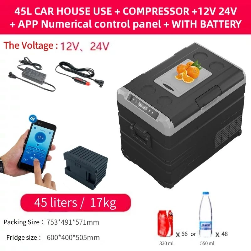 Alpicool 45L Car Refrigerator 12V 24V With Compressor Freezer Cooler Mini Fridge Icebox APP Control Travel Boat Home Picnic RVDC 12V 24V Compressor Quick Refrigeration Icebox APP Control Alpicool 55L Car Refrigerator Mini Freezer Portable Cooler Fridge（DC 12V 24V 압축기 냉동실 APP 제어 Alpicool 55L 자동차 냉장고 미니 냉장고 휴대용 냉장고 냉장고） camping fridge Car Fridges & Heaters