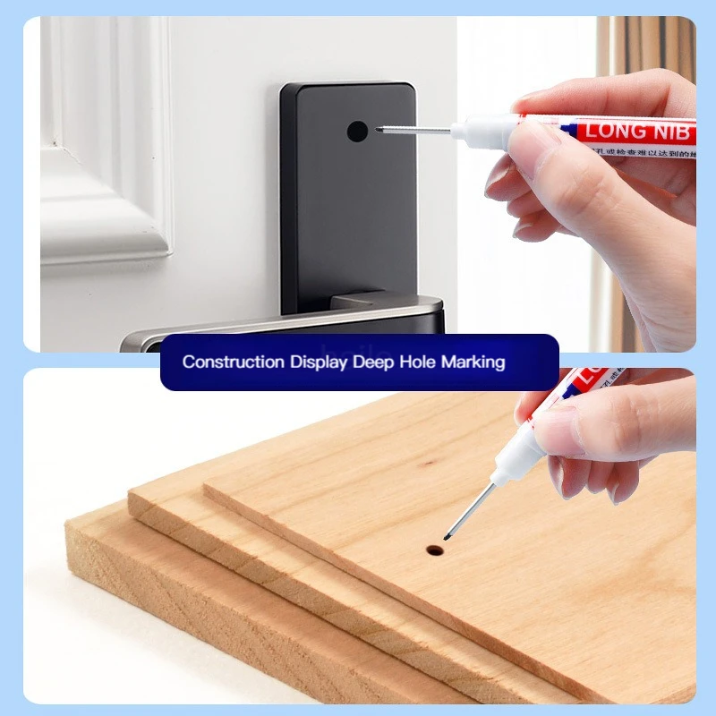 Haile Deep Hole Long Nib Multi-Purpose Marker Pens Waterproof Mechanical Carpentry Bathroom Woodworking Construction Marking Pen permanent marker pen,marker pens,permanent marker,permanent markers,markers pen,long nib markers