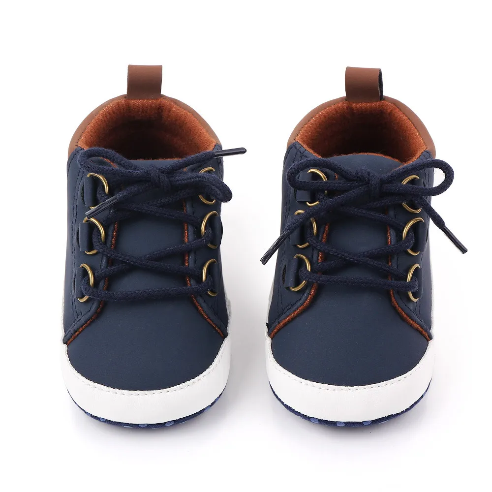 New Fashion Newborn Boy Booties Infant Shoes for 1 Year Old Soft Sole Crib Shoes Toddler Lace Up Trainers 0-18 Months Baby Items 3