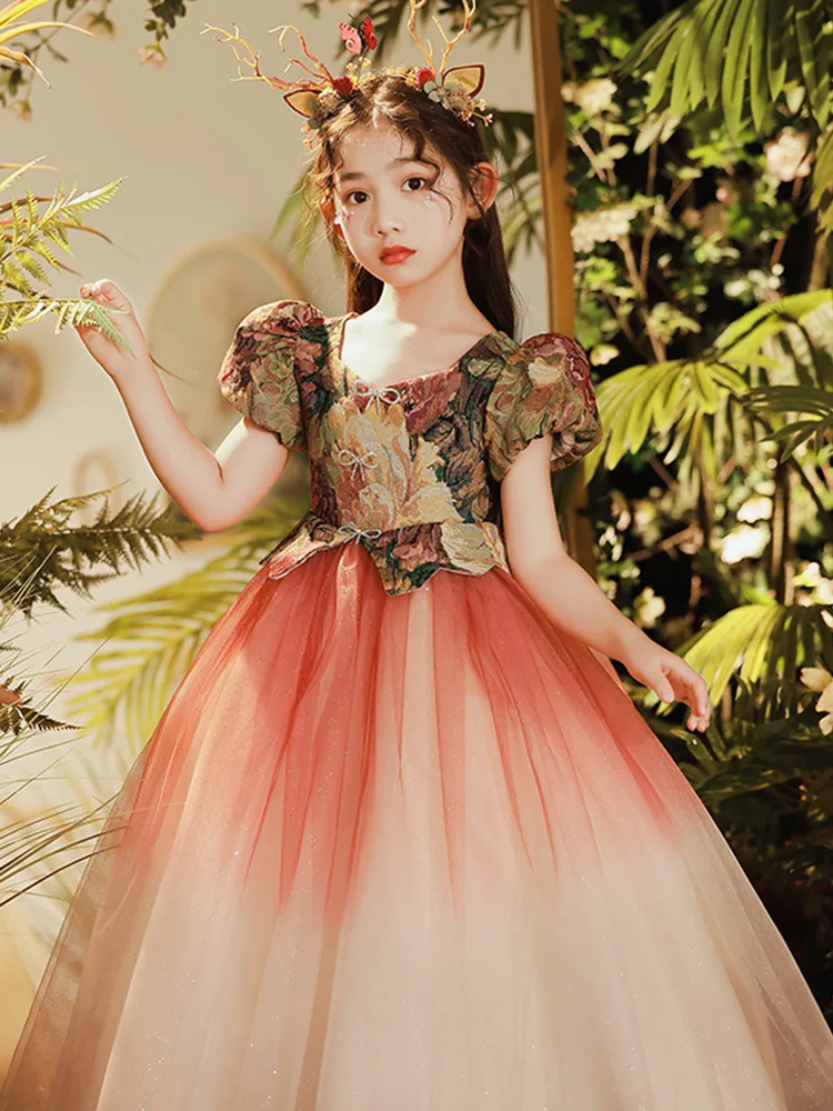 2024 New 4-12 Year Old Robe Princess Dress Flower Girl Wedding Dress  Fashionable Party Dress