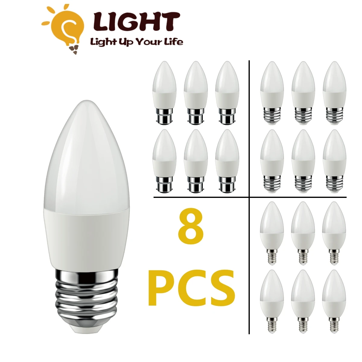 8PCS LED Mini bulb Candle lamp 220V E14 E27 B22 3W-7W Ultra high lumen flicker free for living room children's room