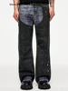 Digital Three-dimensional Printing Washed Straight Jeans Distressed Y2k Men’s Jeans 1