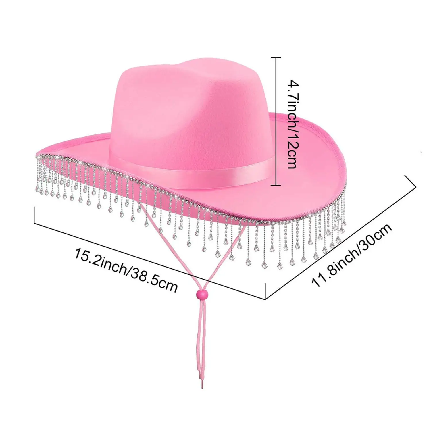 New Bride White Cowboy Luxury Tassel Felt Hat Rhinestone Wedding Vintage Cowgirl Hat Party Bridal Shower Decoration Gifts
