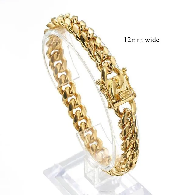 Elegant Gold/Rose Gold Stainless Steel Cuban Link Bracelet