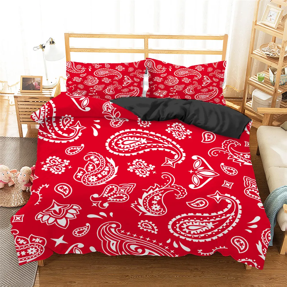 Bandana Printed Bedding Sets Comfortable Duvet Cover with Pillowcase Paisley Flora Bedding Decor Single Double Queen King Size