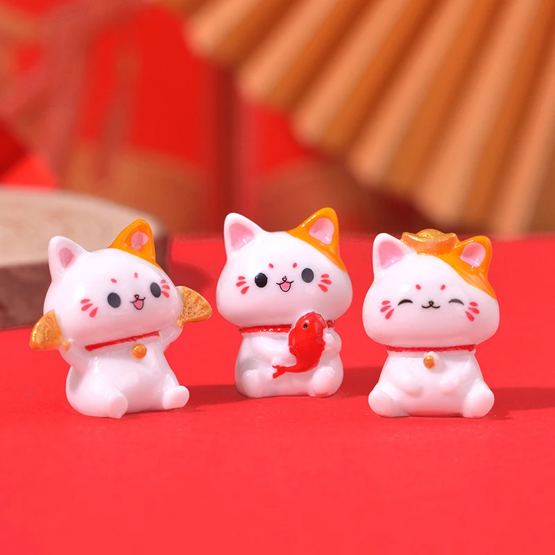 Lucky Cat Desktop Ornament Car Decoration Spring Festival Desktop Good Luck Wealth Welcoming Cat Ornament