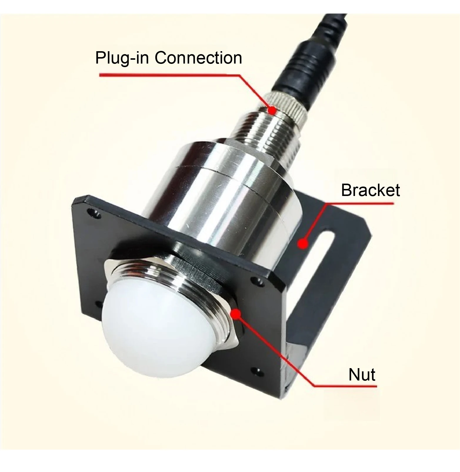 80GHz Aviation Connector Radar Level Sensor Waterproof Stainless Steel 3-12m RS4