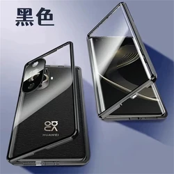 Premium 360° Double-Sided Magnetic Metal & Tempered Glass Clear Phone Case for Huawei Nova 12S (Black)