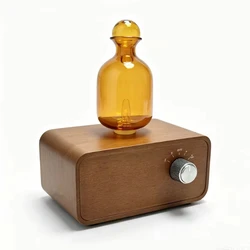 Elegant Waterless Aromatherapy Diffuser for Home - Wood and Glass Design (Walnut color)