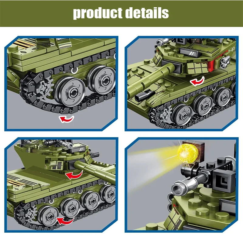 Tank building blocks military series armored vehicle toy chariot tank model toys for boys kids christmas holiday gifts - 6