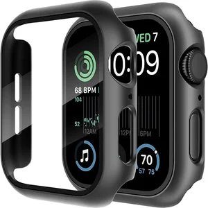 Закаленное стекло + крышка для Apple Watch 9, 8, 7, 45 мм, 41 мм, ПК, бампер, защита экрана, чехол iWatch серии 7, 6, 5, 4, SE2 44 мм, 40 мм, 42 мм, 38