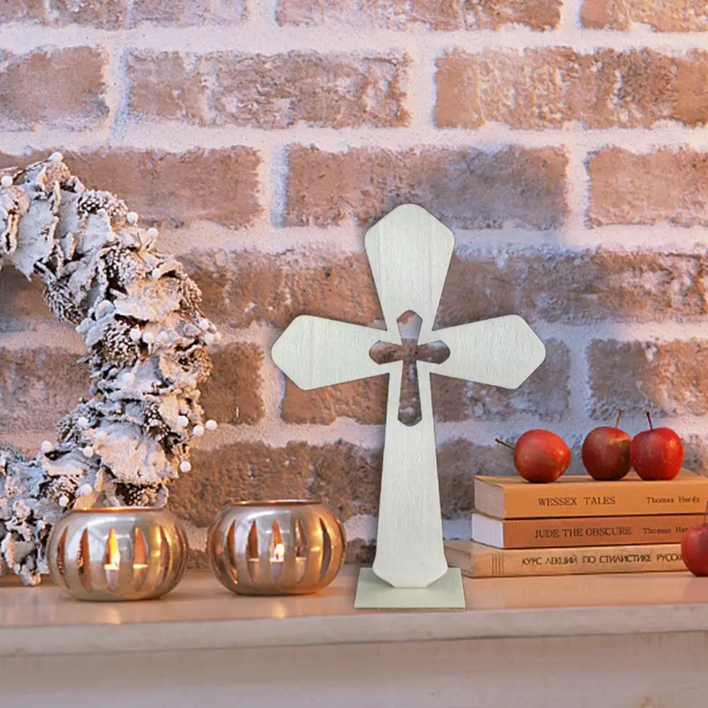 Description Picture 4 of item10PCS Wooden Crosses Standing Candlestick Projection Jesus Crucifix Christian Baptism Table Centerpieces First Communion Decor