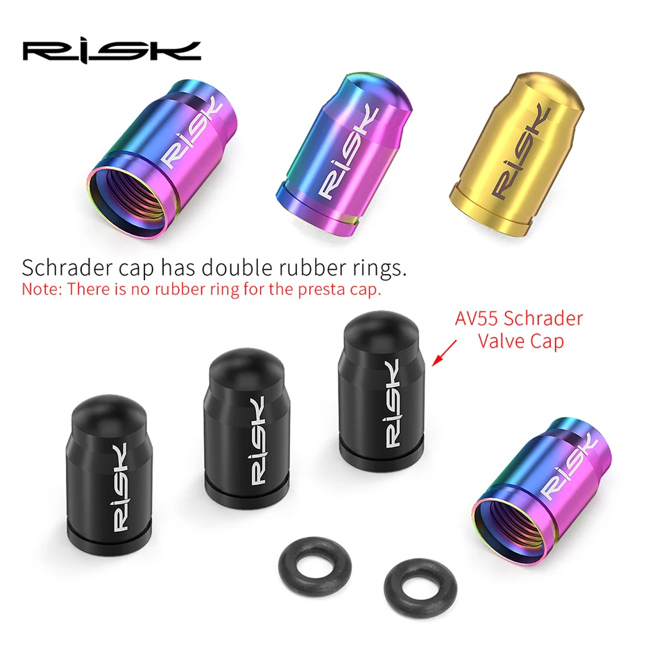 Bouchons De Valve RISK En Alliage Titane – Presta/Schrader, Pour Vélo