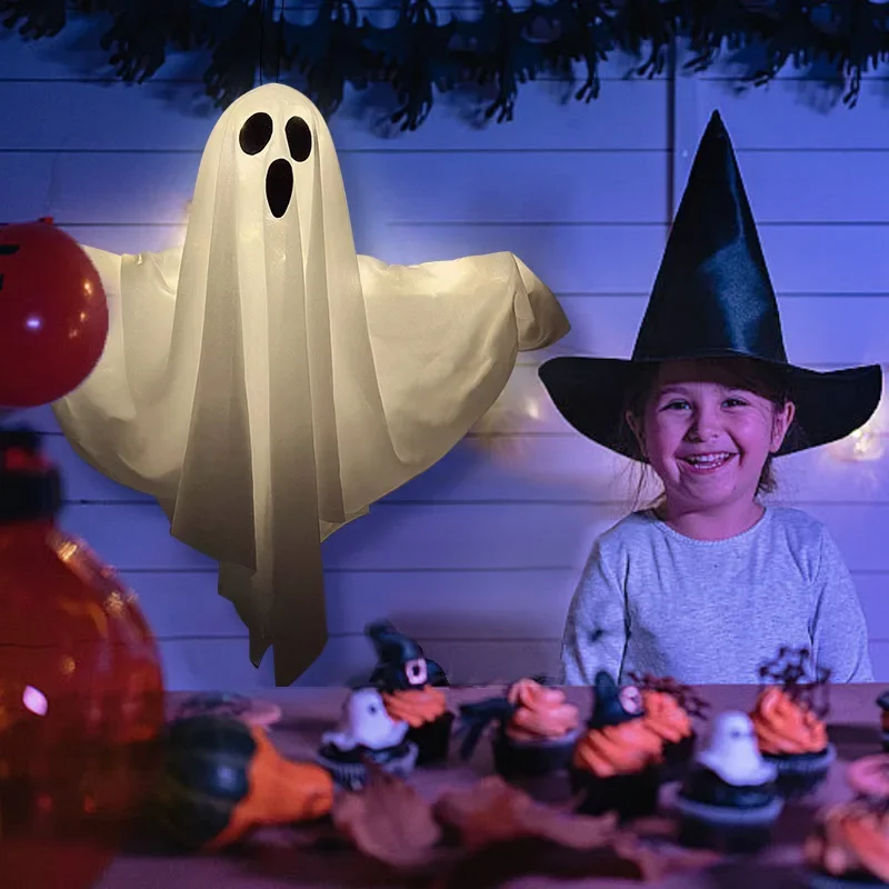 Description Picture 2 of itemHalloween Party LED Glow Ghost Home Indoor Outdoor Decoration Supplies 2024 Haunted House Bar Hanging Horror Props with Lights
