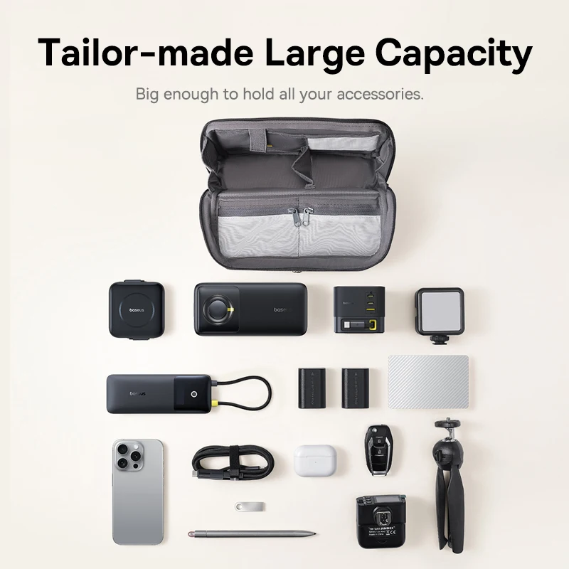 Baseus Phone Storage Bag for iPhone 17 Samsung Waterproof Digital Electronic Organizer Portable Power Bank Charger Camera Bag