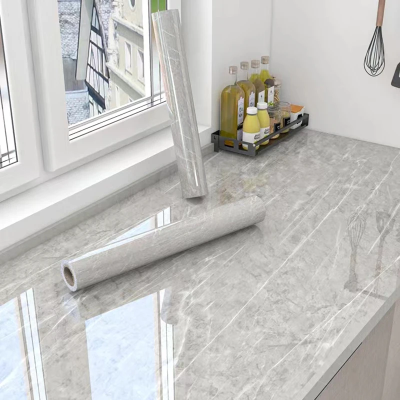 80cm Foil Marble Self Adhesive Waterproof Wallpaper For Bathroom Wall