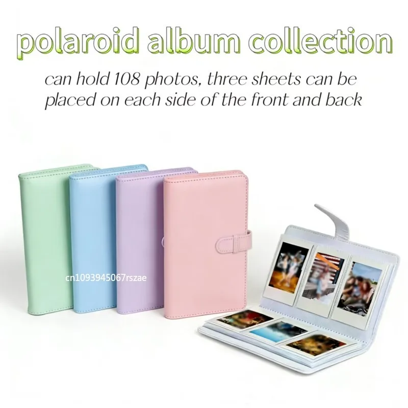 108 포켓 사진 앨범 필름 카메라 3인치 사진 용지 PU 가죽 보관 케이스 스탬프 수집 책 폴라로이드 앨범용