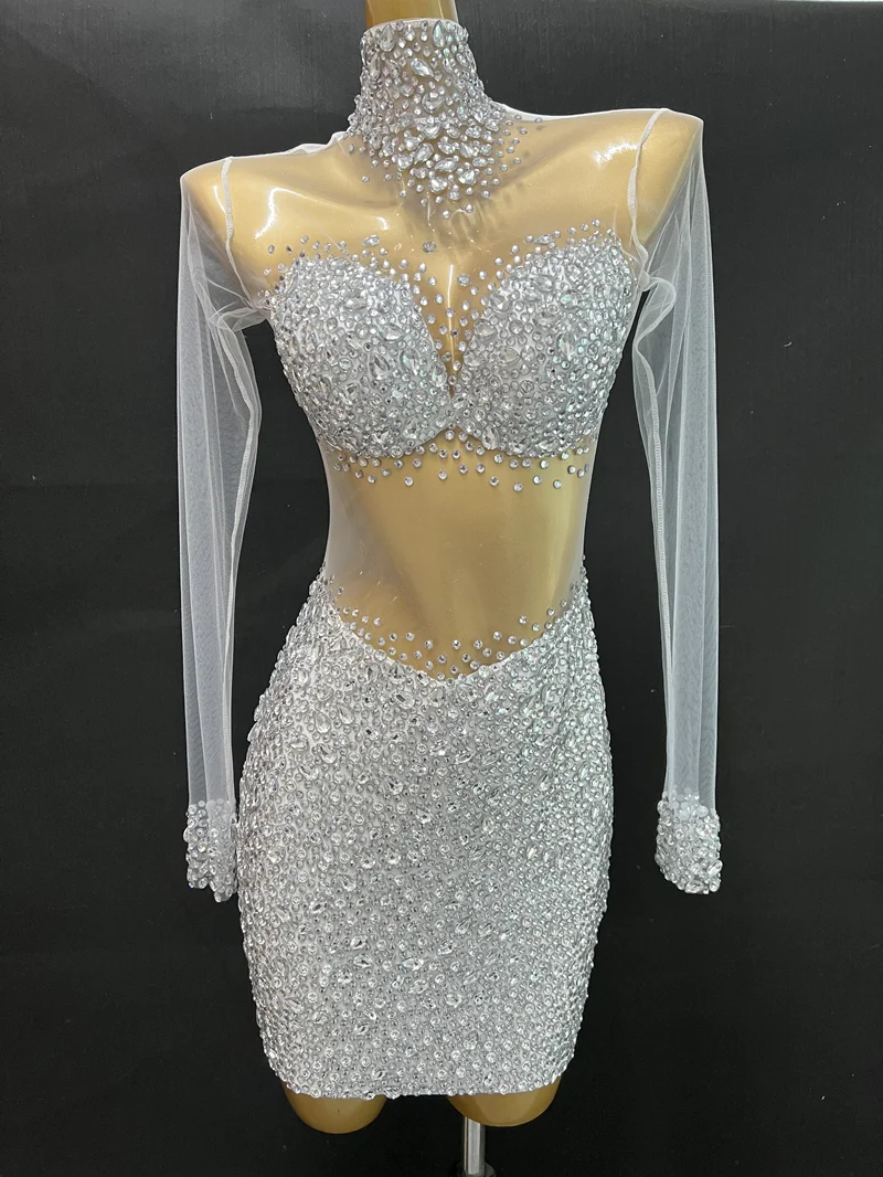 Mieniące się kryształy trykot seksowny w kryształowym kombinezonie kostium taneczny damski klub imprezowy strój urodzinowy pokazowy