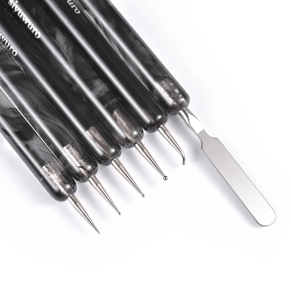 2 Way Nail Art Acrylic Brush Kolinsky Double Head Manicure Tool Brush UV Gel Builder Nail Dotting Pen Stirring Rod Stick 2-12# 3