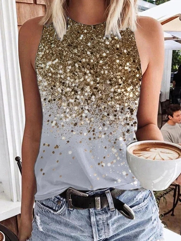 Camiseta sin mangas para mujer, ropa elegante con redondo, lunares brillantes, Primavera, 2022|Blusa| - AliExpress