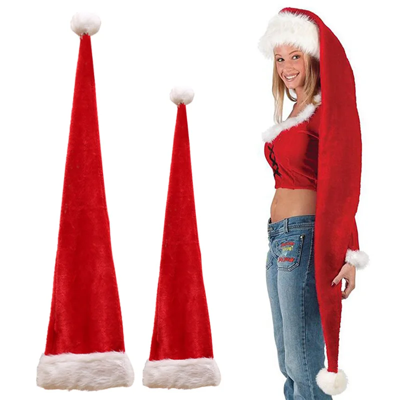 Christmas Santa Hat for 85/158cm Extra Long Santa Hat Christmas Xmas Long-tail for Party Decoration Children