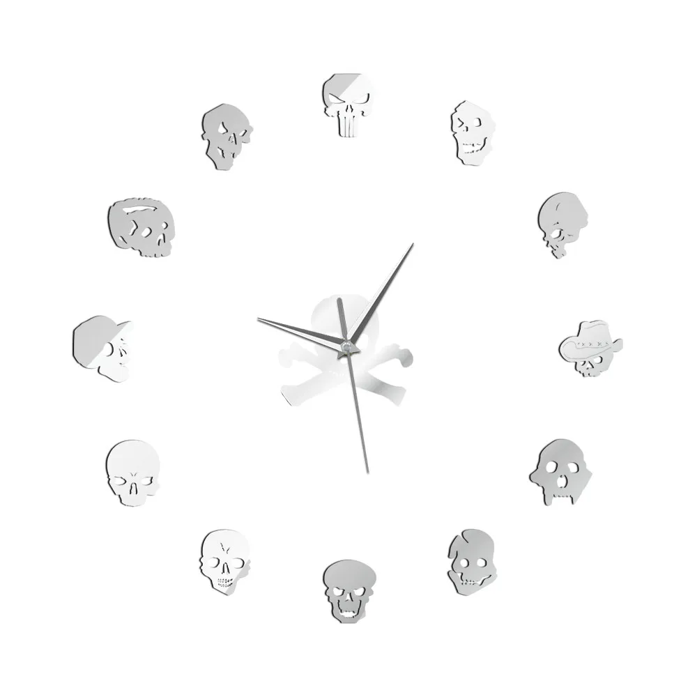 Skulls Frameless Diy Large Morden Wall Clock Da Parete Quartz Clock Interior 3d 