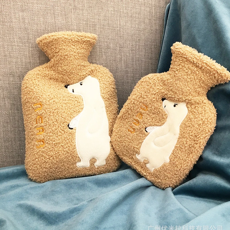 

750ml Cute Hot Water Bottle for With Cover Plush Kawaii Winter Hand Warming Water-filling Hot Water Bag for Girls Handwarmer