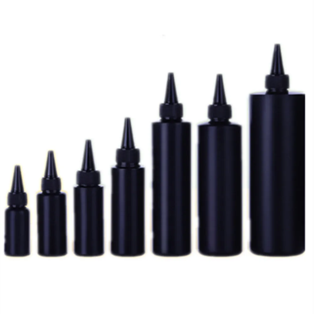 

black/natural HDPE cylinder round 30ml/100/200/250ml/500ml plastic soft bottle , with Twist, pointed mouth top cap for Uv Glue