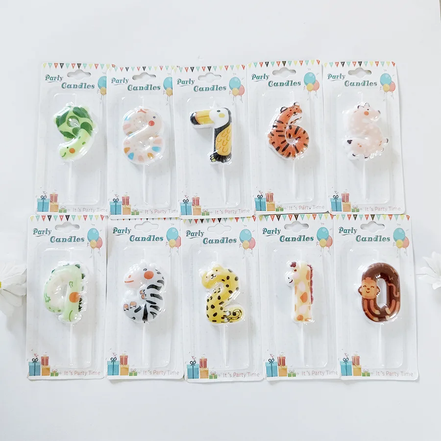 Children Cute Party Candle Cartoon Animal Happy Birthday Cake Candle Baby Happy First Birthday Baking Decoration