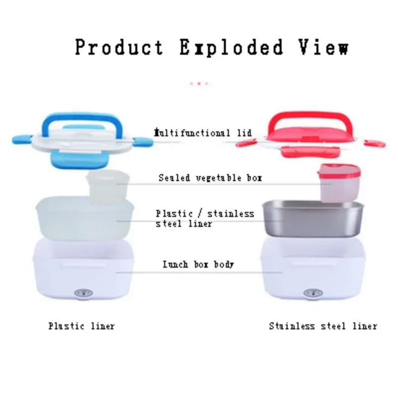 Electric Food Warmer Portable 12/24V/110/220V Dual Use Home Truck Car Electric Heating Lunch Box Rice Food Warmer Container for Travel School Office