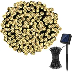 Solar-Powered LED String Lights - Waterproof Fairy Garden Lamps for Outdoor Holiday and Party Decor (Warm White)