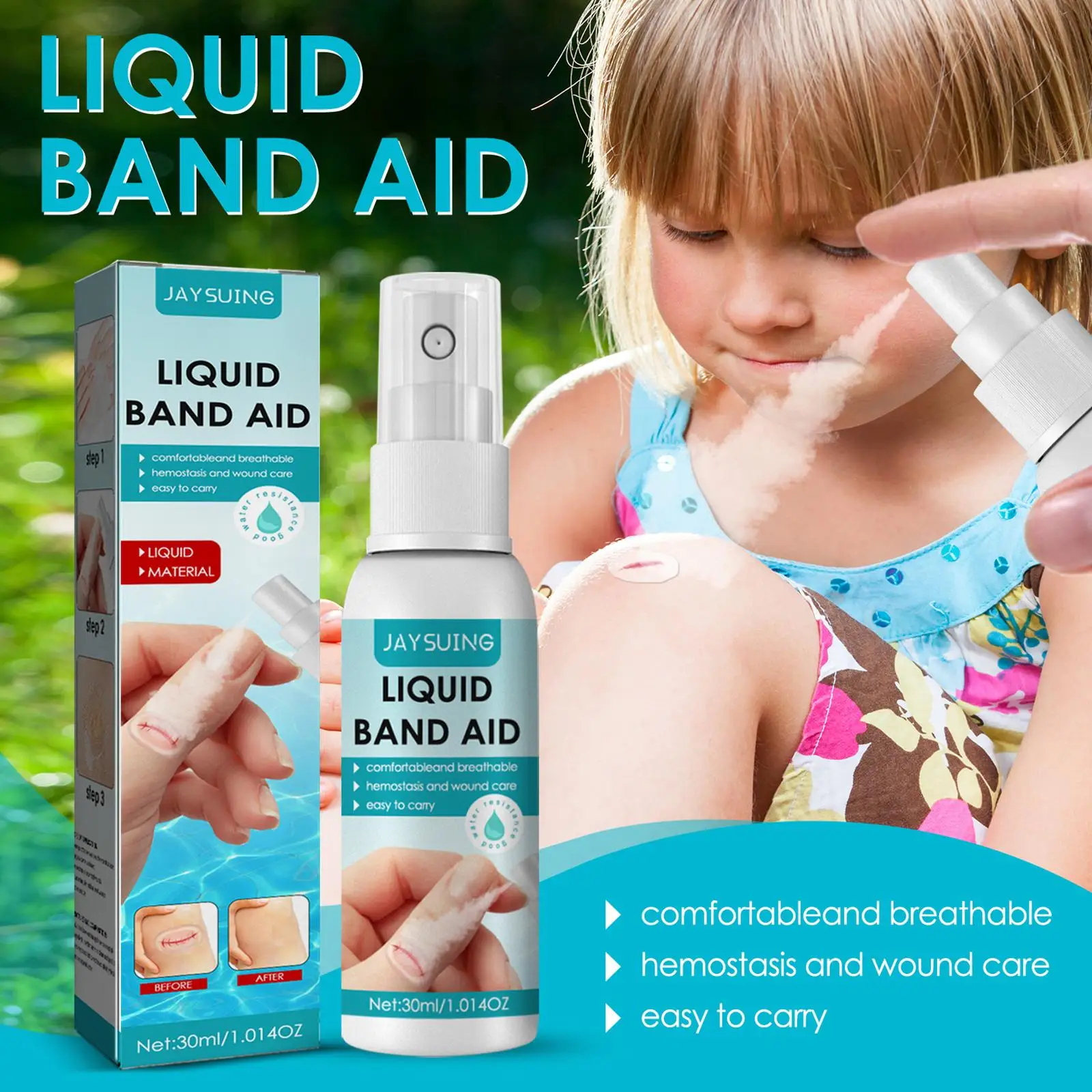 30ml Liquid Bandage Sprayer Waterproof First Aid Liquid Bandage Medical Disinfecting Adhesive Hemostasis Plaster for Small Cut